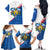 Scotland Blue Tartan Family Matching Off The Shoulder Long Sleeve Dress and Hawaiian Shirt with Crest and Saltire Shield Design - Wonder Print Shop
