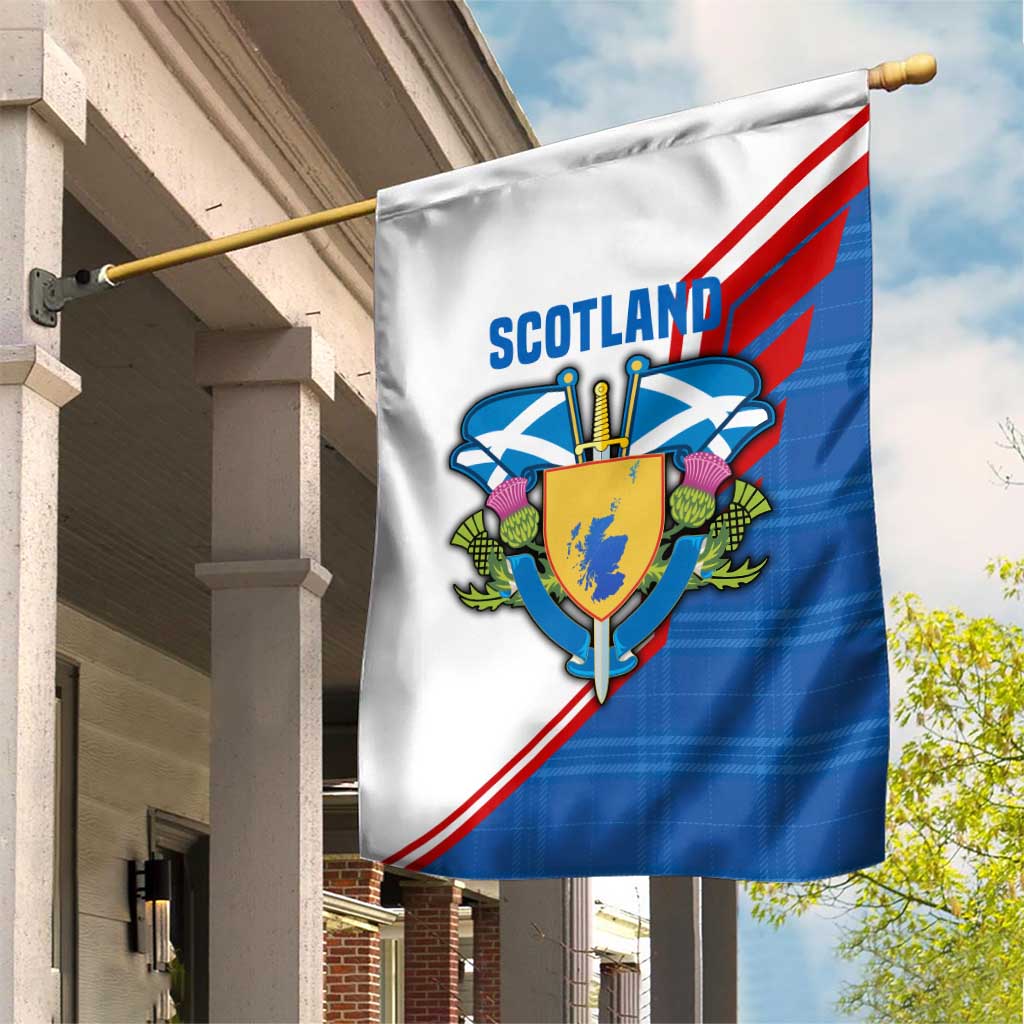 Scotland Blue Tartan Garden Flag with Crest and Saltire Shield Design - Wonder Print Shop