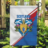 Scotland Blue Tartan Garden Flag with Crest and Saltire Shield Design - Wonder Print Shop