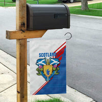 Scotland Blue Tartan Garden Flag with Crest and Saltire Shield Design - Wonder Print Shop