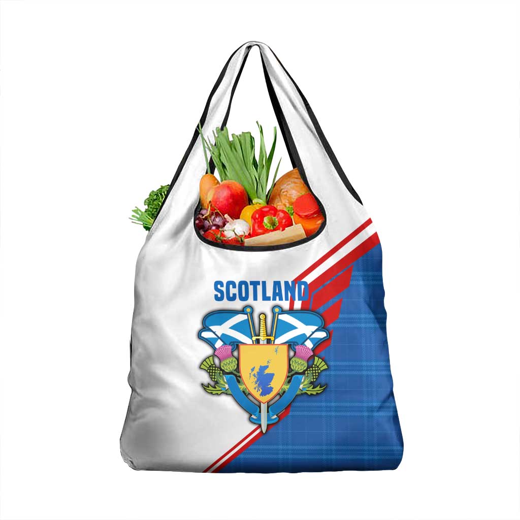 Scotland Blue Tartan Grocery Bag with Crest and Saltire Shield Design - Wonder Print Shop