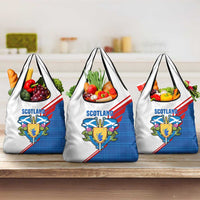 Scotland Blue Tartan Grocery Bag with Crest and Saltire Shield Design - Wonder Print Shop