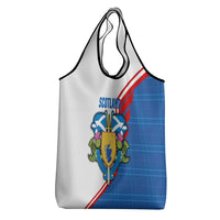 Scotland Blue Tartan Grocery Bag with Crest and Saltire Shield Design - Wonder Print Shop