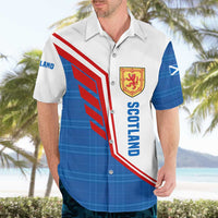 Scotland Blue Tartan Hawaiian Shirt with Crest and Saltire Shield Design - Wonder Print Shop