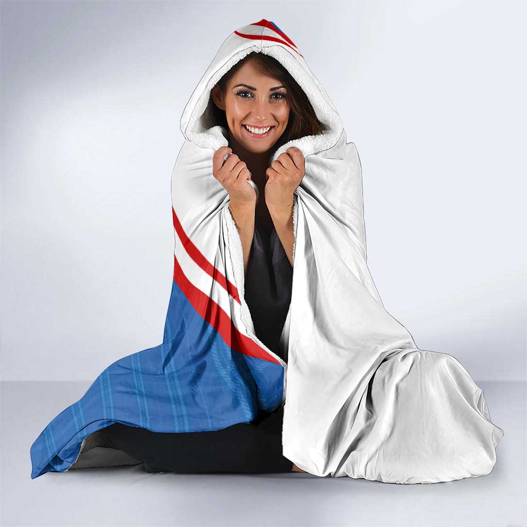 Scotland Blue Tartan Hooded Blanket with Crest and Saltire Shield Design - Wonder Print Shop