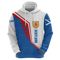 Scotland Blue Tartan Hoodie with Crest and Saltire Shield Design - Wonder Print Shop