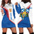 Scotland Blue Tartan Hoodie Dress with Crest and Saltire Shield Design - Wonder Print Shop
