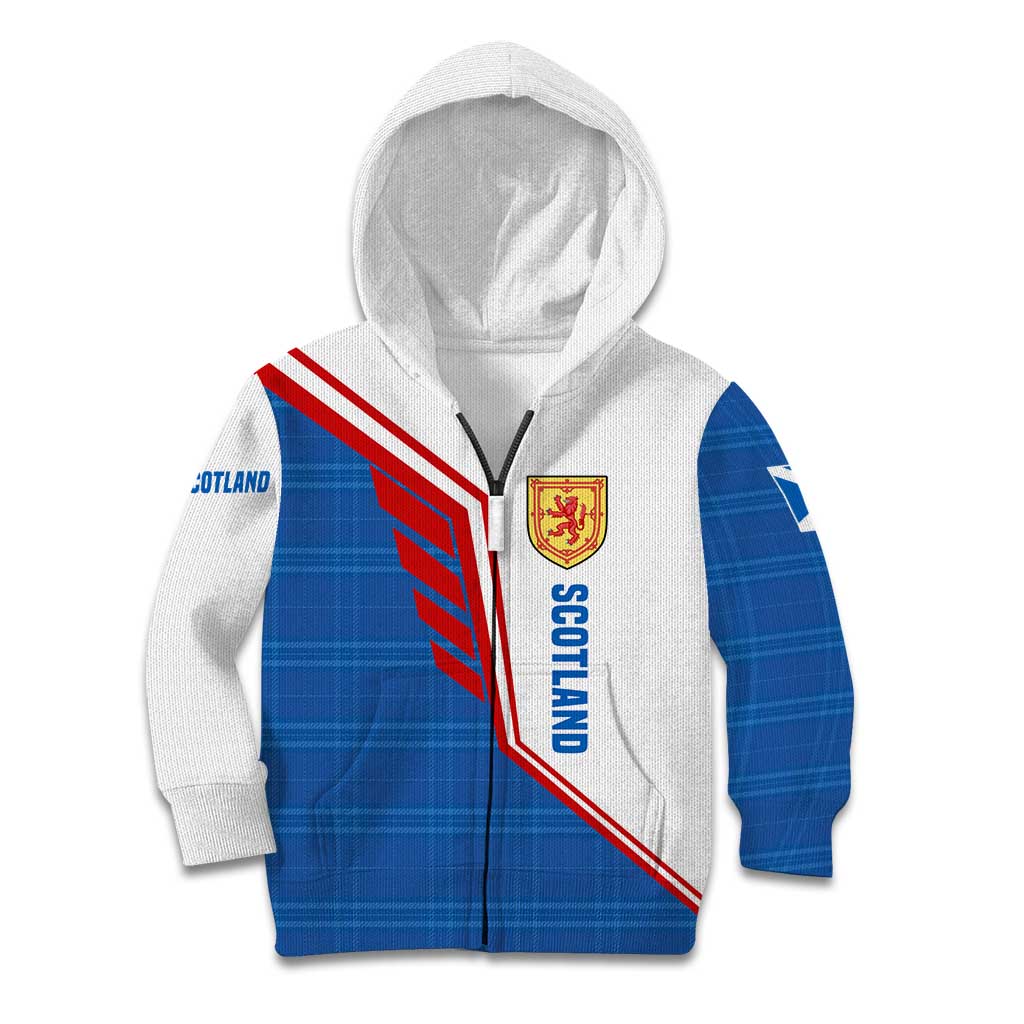 Scotland Blue Tartan Kid Hoodie with Crest and Saltire Shield Design - Wonder Print Shop