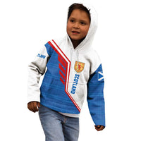 Scotland Blue Tartan Kid Hoodie with Crest and Saltire Shield Design - Wonder Print Shop