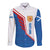 Scotland Blue Tartan Long Sleeve Button Shirt with Crest and Saltire Shield Design - Wonder Print Shop