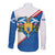 Scotland Blue Tartan Long Sleeve Button Shirt with Crest and Saltire Shield Design - Wonder Print Shop