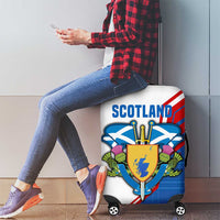 Scotland Blue Tartan Luggage Cover with Crest and Saltire Shield Design - Wonder Print Shop