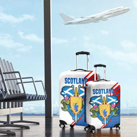 Scotland Blue Tartan Luggage Cover with Crest and Saltire Shield Design - Wonder Print Shop