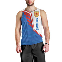 Scotland Blue Tartan Men Tank Top with Crest and Saltire Shield Design - Wonder Print Shop
