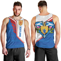 Scotland Blue Tartan Men Tank Top with Crest and Saltire Shield Design - Wonder Print Shop