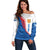 Scotland Blue Tartan Off Shoulder Sweater with Crest and Saltire Shield Design - Wonder Print Shop