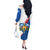 Scotland Blue Tartan Off The Shoulder Long Sleeve Dress with Crest and Saltire Shield Design - Wonder Print Shop