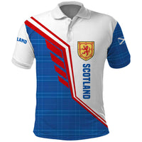 Scotland Blue Tartan Polo Shirt with Crest and Saltire Shield Design - Wonder Print Shop