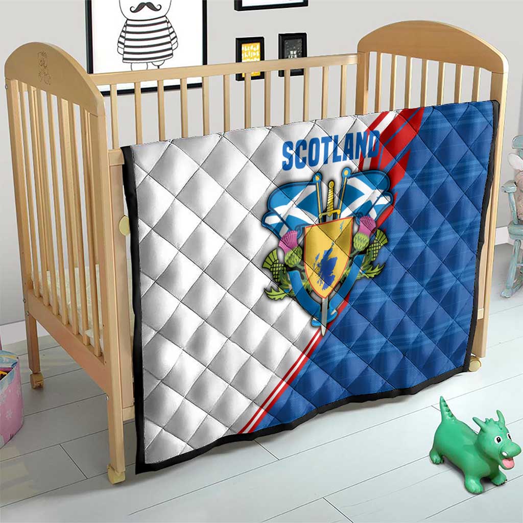 Scotland Blue Tartan Quilt with Crest and Saltire Shield Design - Wonder Print Shop