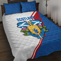 Scotland Blue Tartan Quilt Bed Set with Crest and Saltire Shield Design - Wonder Print Shop