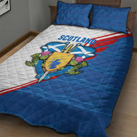 Scotland Blue Tartan Quilt Bed Set with Crest and Saltire Shield Design - Wonder Print Shop
