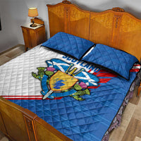 Scotland Blue Tartan Quilt Bed Set with Crest and Saltire Shield Design - Wonder Print Shop