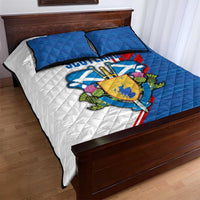 Scotland Blue Tartan Quilt Bed Set with Crest and Saltire Shield Design - Wonder Print Shop