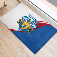 Scotland Blue Tartan Rubber Doormat with Crest and Saltire Shield Design - Wonder Print Shop