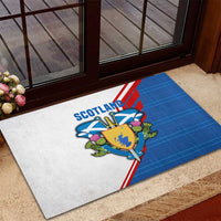 Scotland Blue Tartan Rubber Doormat with Crest and Saltire Shield Design - Wonder Print Shop