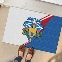 Scotland Blue Tartan Rubber Doormat with Crest and Saltire Shield Design - Wonder Print Shop