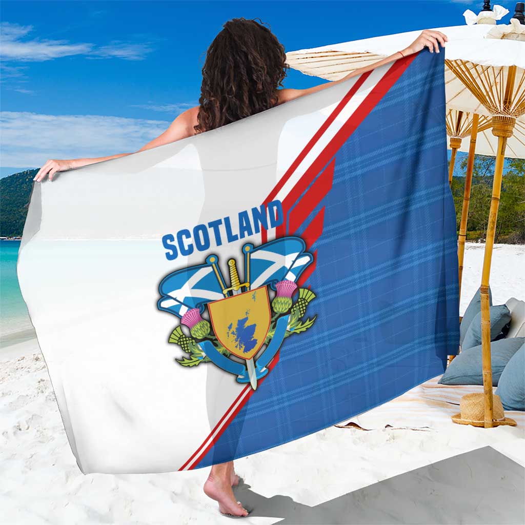 Scotland Blue Tartan Sarong with Crest and Saltire Shield Design - Wonder Print Shop