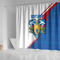 Scotland Blue Tartan Shower Curtain with Crest and Saltire Shield Design - Wonder Print Shop