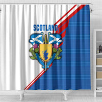 Scotland Blue Tartan Shower Curtain with Crest and Saltire Shield Design - Wonder Print Shop