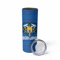 Scotland Blue Tartan Skinny Tumbler with Crest and Saltire Shield Design - Wonder Print Shop