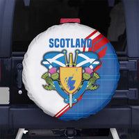 Scotland Blue Tartan Spare Tire Cover with Crest and Saltire Shield Design - Wonder Print Shop