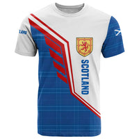 Scotland Blue Tartan T Shirt with Crest and Saltire Shield Design - Wonder Print Shop