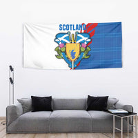 Scotland Blue Tartan Tapestry with Crest and Saltire Shield Design - Wonder Print Shop