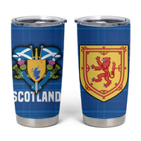 Scotland Blue Tartan Tumbler Cup with Crest and Saltire Shield Design - Wonder Print Shop