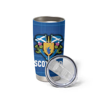 Scotland Blue Tartan Tumbler Cup with Crest and Saltire Shield Design - Wonder Print Shop