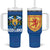Scotland Blue Tartan Tumbler With Handle with Crest and Saltire Shield Design - Wonder Print Shop