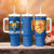 Scotland Blue Tartan Tumbler With Handle with Crest and Saltire Shield Design - Wonder Print Shop