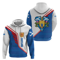 Scotland Blue Tartan Zip Hoodie with Crest and Saltire Shield Design - Wonder Print Shop