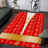 Armenian Traditional Red Area Rug with Gold Cross Pattern and Flag Crest - Wonder Print Shop