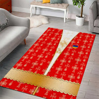 Armenian Traditional Red Area Rug with Gold Cross Pattern and Flag Crest - Wonder Print Shop