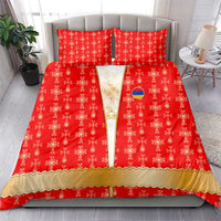 Armenian Traditional Red Bedding Set with Gold Cross Pattern and Flag Crest - Wonder Print Shop