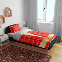 Armenian Traditional Red Bedding Set with Gold Cross Pattern and Flag Crest - Wonder Print Shop