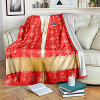 Armenian Traditional Red Blanket with Gold Cross Pattern and Flag Crest - Wonder Print Shop