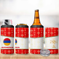 Armenian Traditional Red 4 in 1 Can Cooler Tumbler with Gold Cross Pattern and Flag Crest - Wonder Print Shop