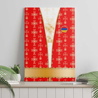 Armenian Traditional Red Canvas Wall Art with Gold Cross Pattern and Flag Crest - Wonder Print Shop