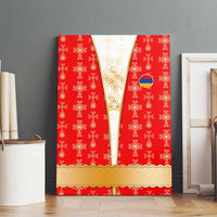 Armenian Traditional Red Canvas Wall Art with Gold Cross Pattern and Flag Crest - Wonder Print Shop